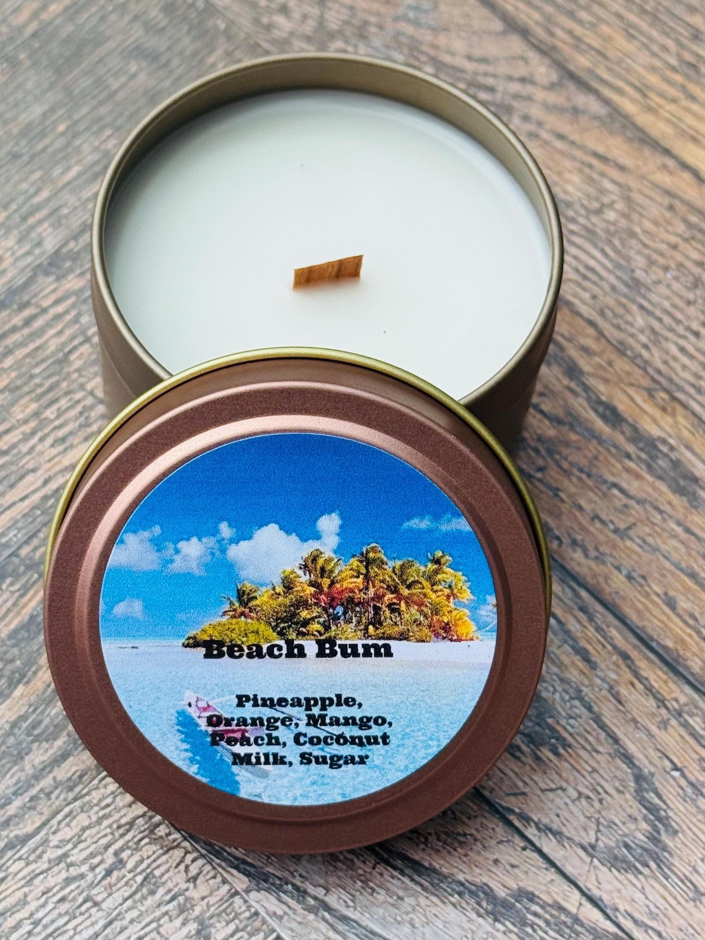 3 oz Tin Candle, Pineapple, Orange, Mango, Peach, Coconut Milk, Sugar, Small Gift for her, Vacation Candle, Travel Size