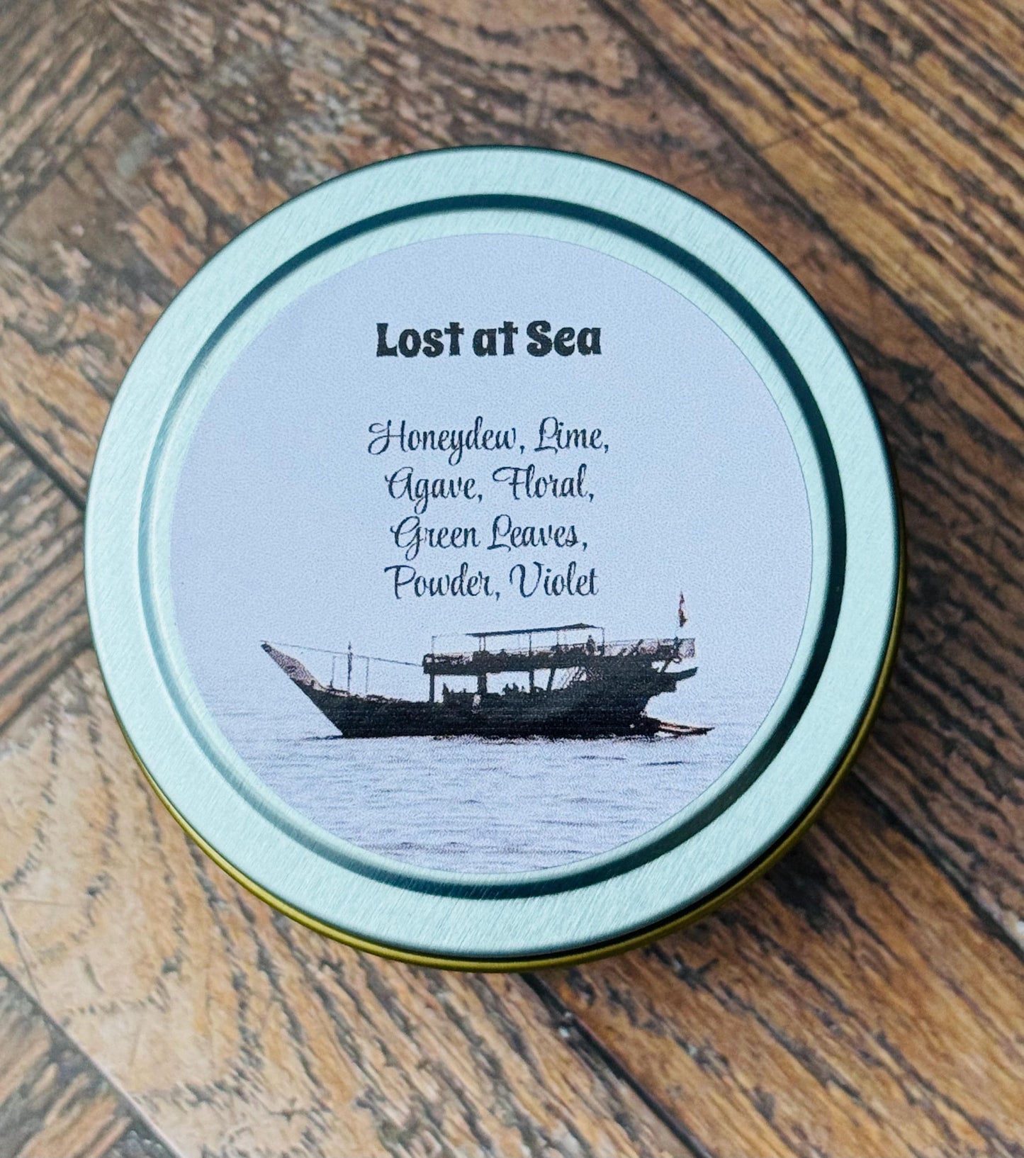 3 oz Tin Candle, Melon Lime Agave, Green Floral & Violet Scent, Coastal Summer Candle, Beachy Gift for Her, Sailor Gift, Anniversary Gift