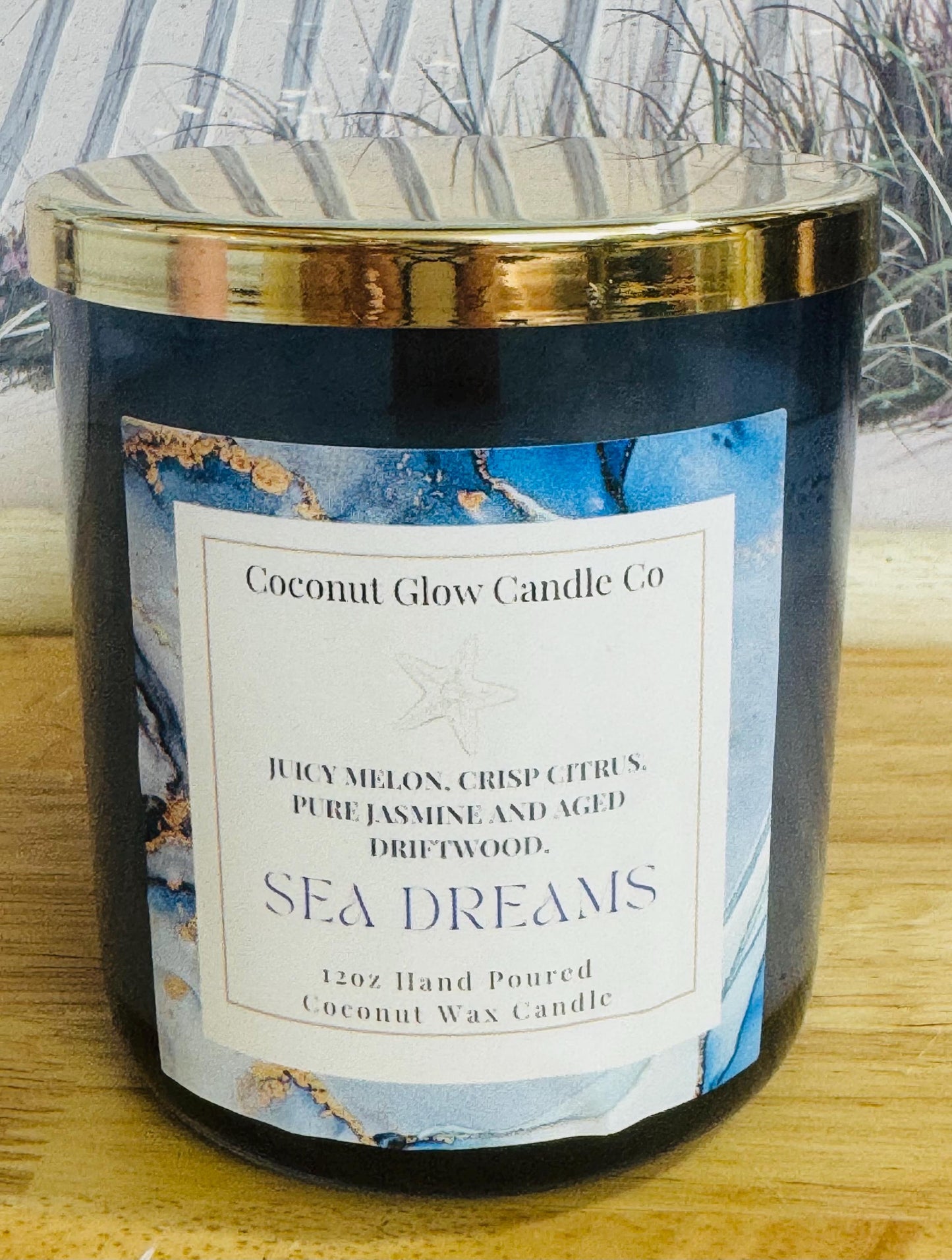 Sea Dreams Candle, Coastal Scented Candle, Ocean Breeze Driftwood Candle, Melon Jasmine Coconut Wax Candle, Beach House Decor, Cotton Wick