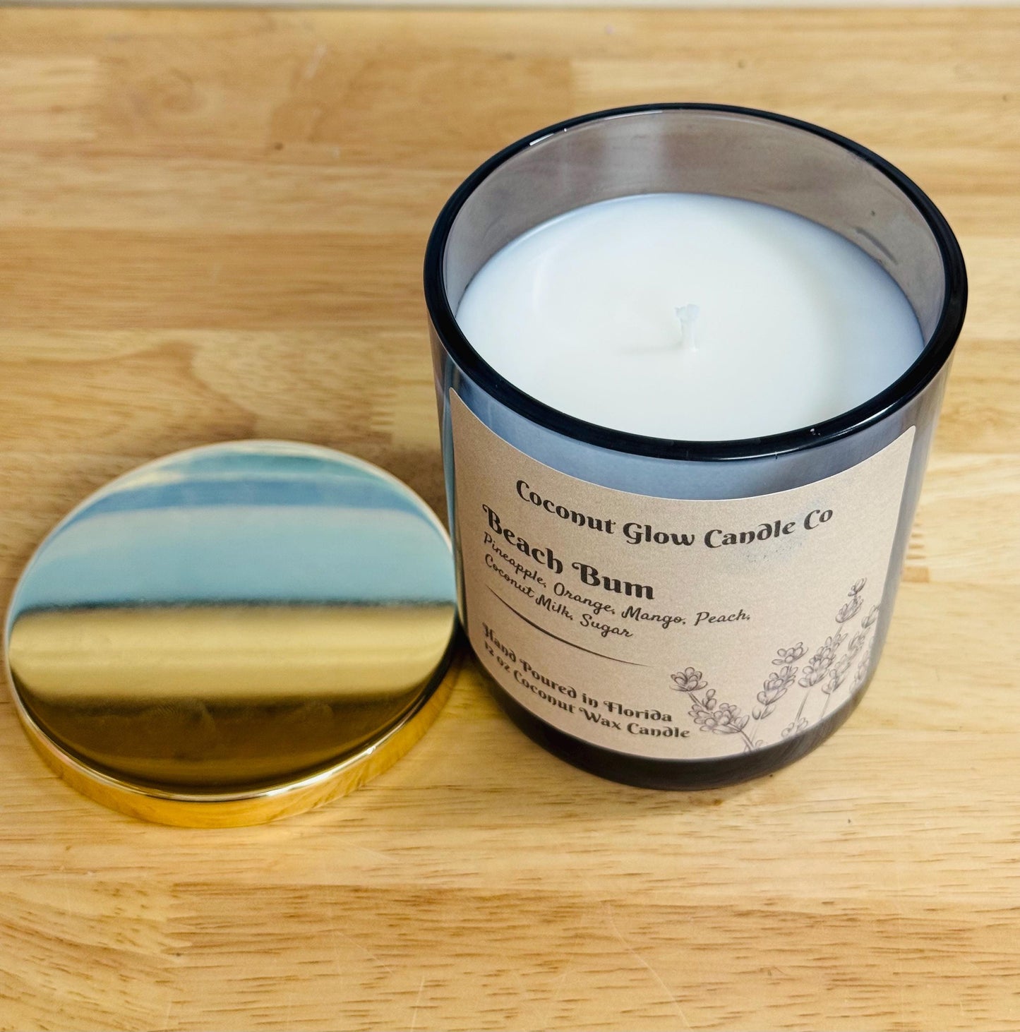 Beach Bum Candle, Tropical Pineapple Mango Coconut Candle, Boho Summer Decor, Handmade in Florida, Birthday Gift for Her, Summertime