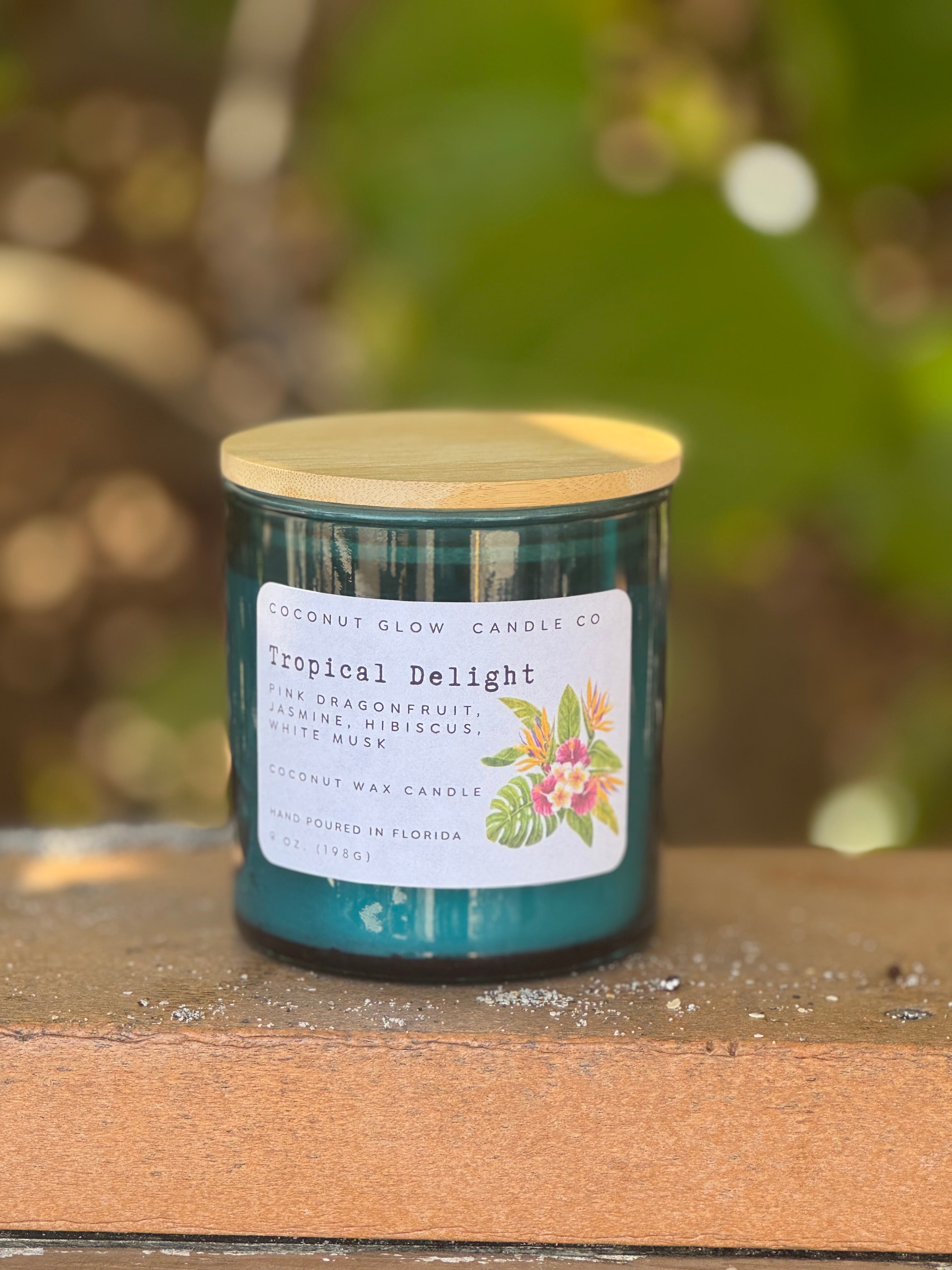 Tropical Delight- Teal Glass Jar