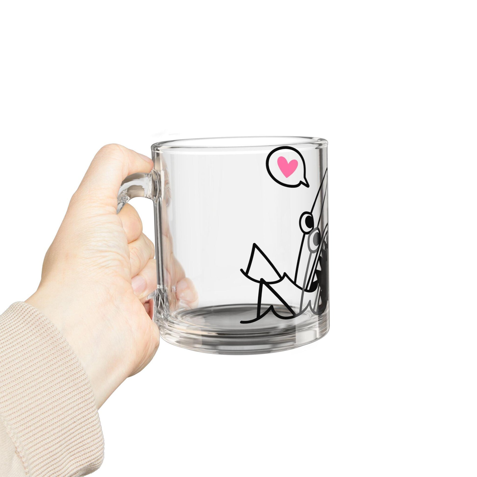 Shark Glass Mug, 10oz - Great White Shark Coffee Cup, Ocean Lover Gift, Shark Week Mug, Marine Life Decor, Shark Fan Present