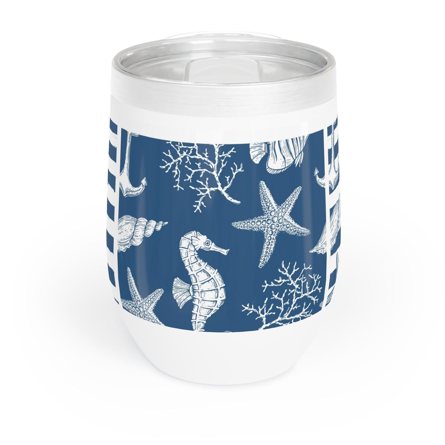 Nautical Wine Tumbler, Beach Party Mug, Coastal Decor, Summer Gift, Ocean Lover Cup, Outdoor Adventure Drinkware