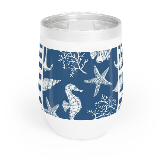 Nautical Wine Tumbler, Beach Party Mug, Coastal Decor, Summer Gift, Ocean Lover Cup, Outdoor Adventure Drinkware