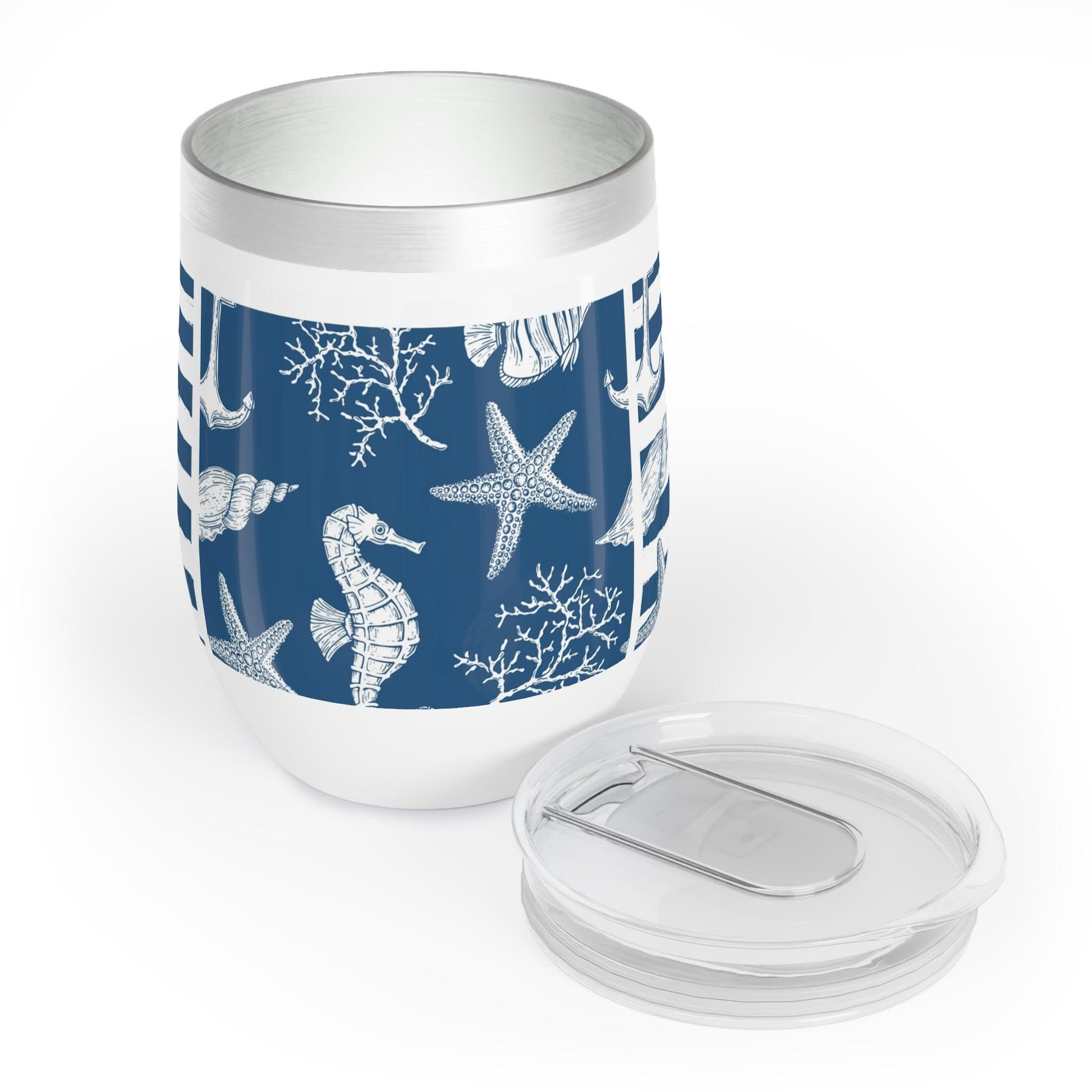 Nautical Wine Tumbler, Beach Party Mug, Coastal Decor, Summer Gift, Ocean Lover Cup, Outdoor Adventure Drinkware