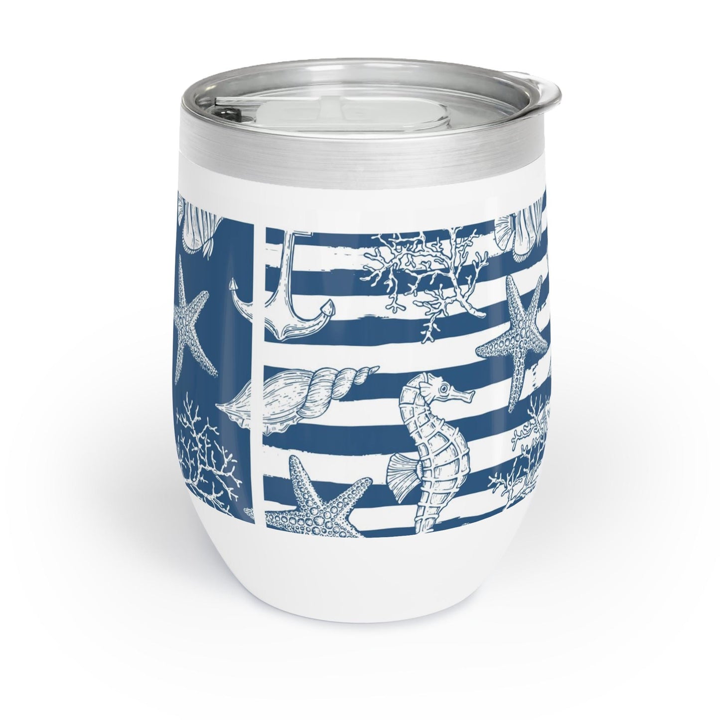 Nautical Wine Tumbler, Beach Party Mug, Coastal Decor, Summer Gift, Ocean Lover Cup, Outdoor Adventure Drinkware