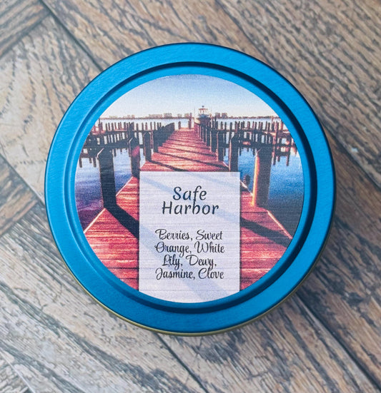3 oz Tin Candle, Strawberry Raspberry Citrus, Floral White Lily Jasmine, Fresh Coastal Scent, Ocean Lovers, Outdoor gifts for him, Boaters