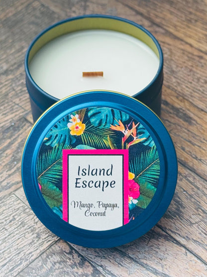 3 oz candle, Tin Candle, Mango Papaya Coconut, Tropical Candle, Vacation Gifts, Travel Souvenir Candle, Beach Candle