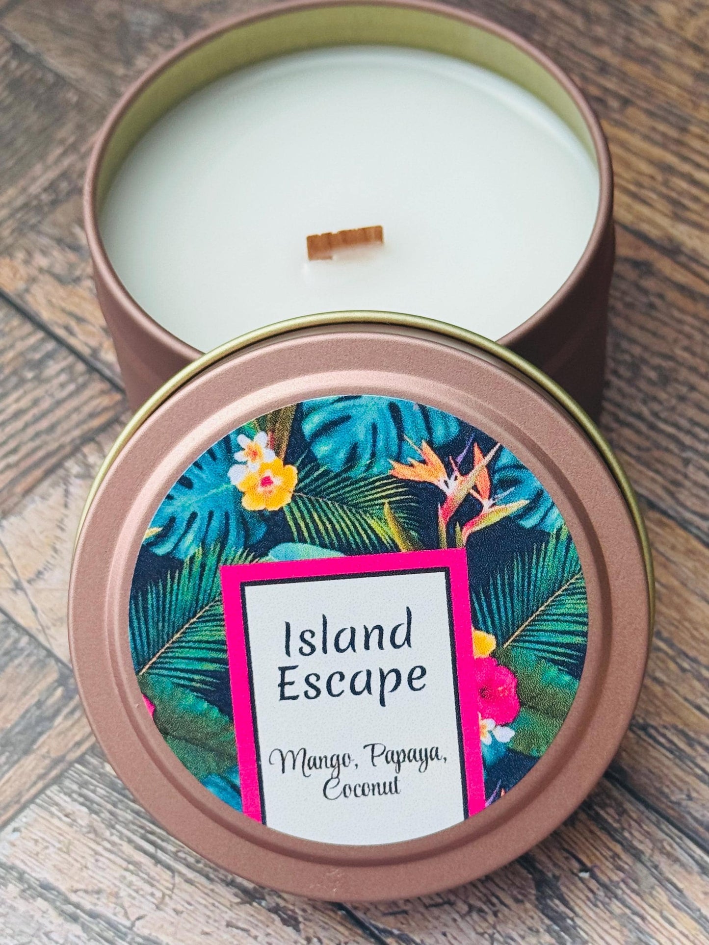 3 oz candle, Tin Candle, Mango Papaya Coconut, Tropical Candle, Vacation Gifts, Travel Souvenir Candle, Beach Candle