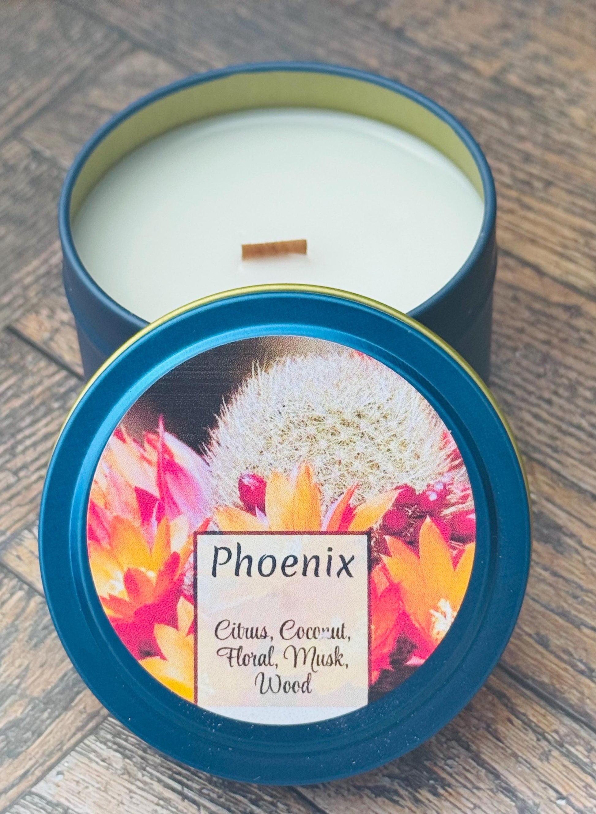 3 oz Tin Candle, Cactus Flower Scented Candle, Baja Desert Citrus Coconut Musk, Southwest Candle, Handmade Boho Decor Gift
