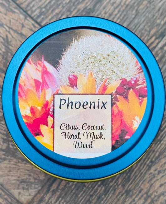 3 oz Tin Candle, Cactus Flower Scented Candle, Baja Desert Citrus Coconut Musk, Southwest Candle, Handmade Boho Decor Gift