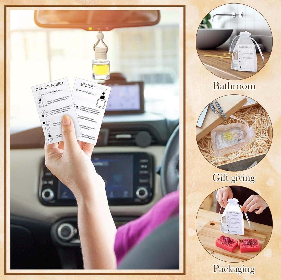 Car Diffuser (scent description in “read item description area”) Freshener, Reusable Glass Bottle, Long Lasting Clean Scent, Car Accessories