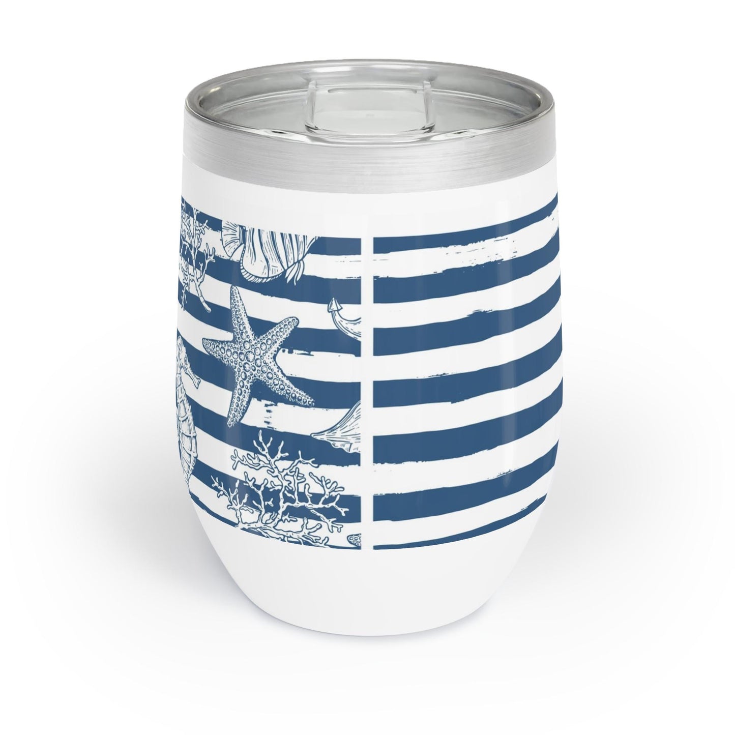 Nautical Wine Tumbler, Beach Party Mug, Coastal Decor, Summer Gift, Ocean Lover Cup, Outdoor Adventure Drinkware