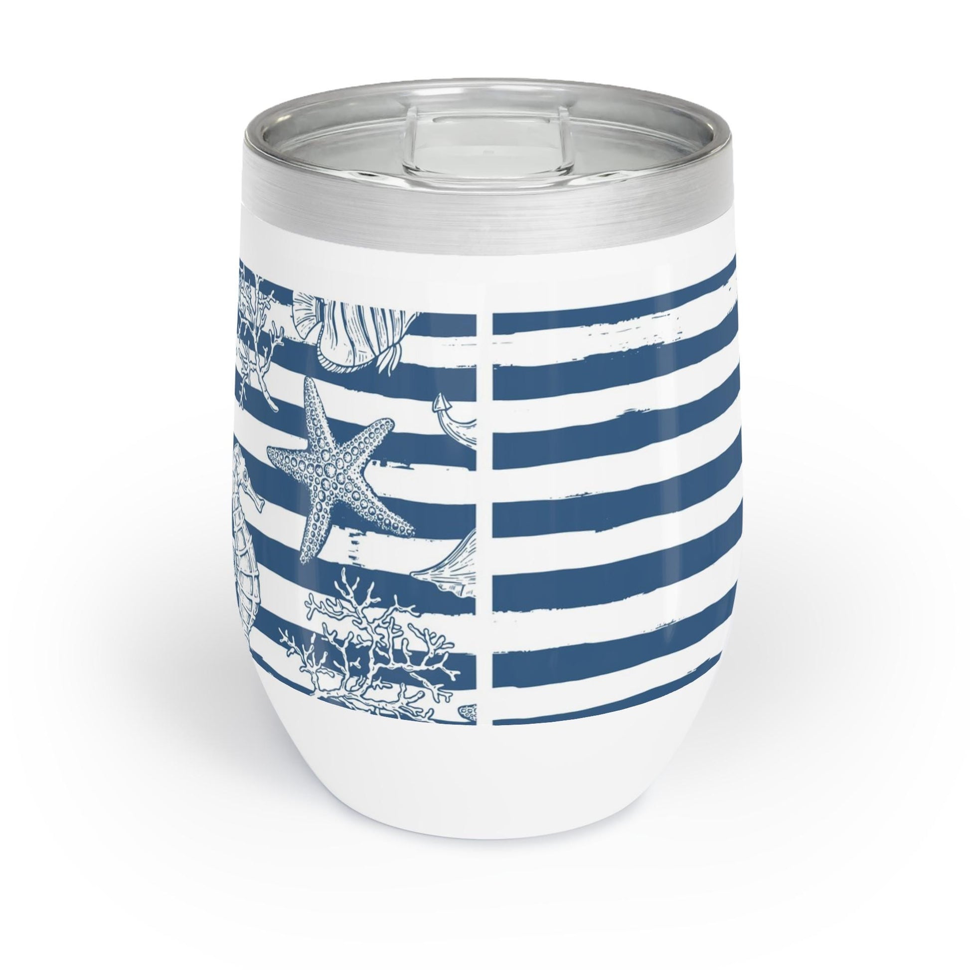 Nautical Wine Tumbler, Beach Party Mug, Coastal Decor, Summer Gift, Ocean Lover Cup, Outdoor Adventure Drinkware