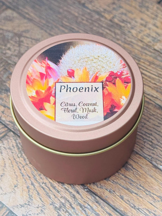 3 oz Tin Candle, Cactus Flower Scented Candle, Baja Desert Citrus Coconut Musk, Southwest Candle, Handmade Boho Decor Gift