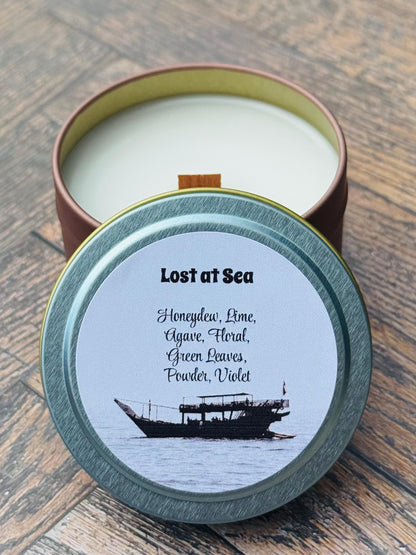 3 oz Tin Candle, Melon Lime Agave, Green Floral & Violet Scent, Coastal Summer Candle, Beachy Gift for Her, Sailor Gift, Anniversary Gift