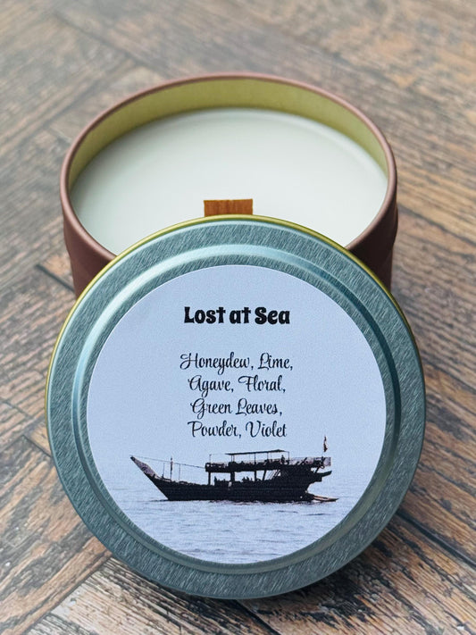 3 oz Tin Candle, Melon Lime Agave, Green Floral & Violet Scent, Coastal Summer Candle, Beachy Gift for Her, Sailor Gift, Anniversary Gift