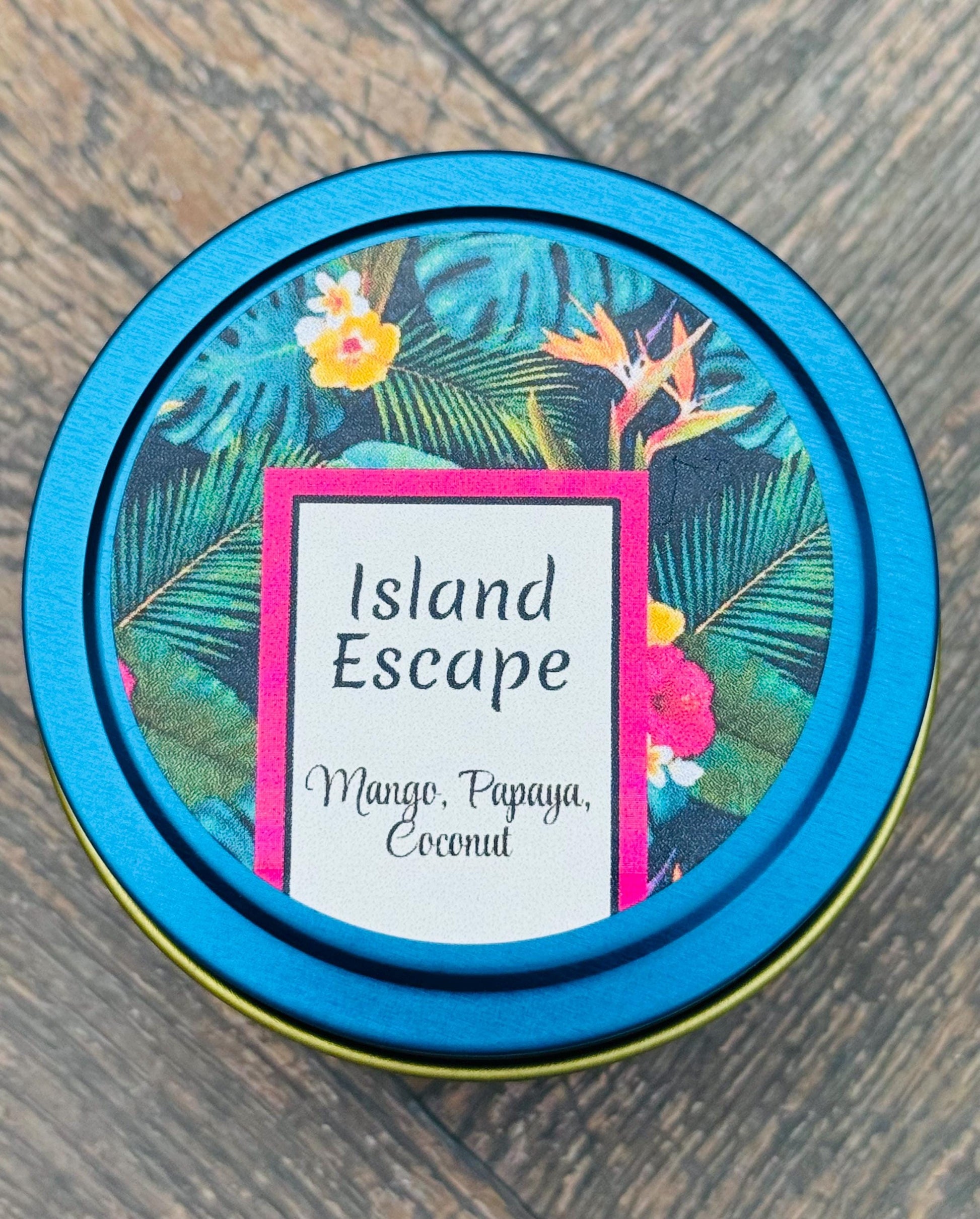 3 oz candle, Tin Candle, Mango Papaya Coconut, Tropical Candle, Vacation Gifts, Travel Souvenir Candle, Beach Candle