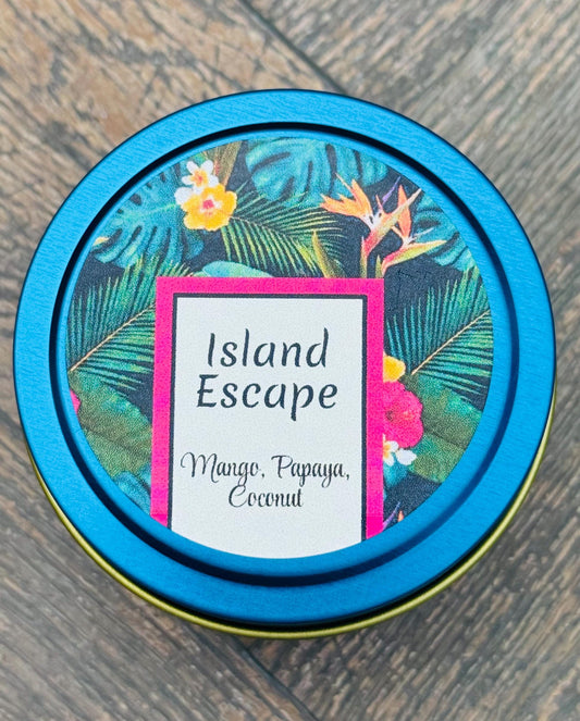 3 oz candle, Tin Candle, Mango Papaya Coconut, Tropical Candle, Vacation Gifts, Travel Souvenir Candle, Beach Candle