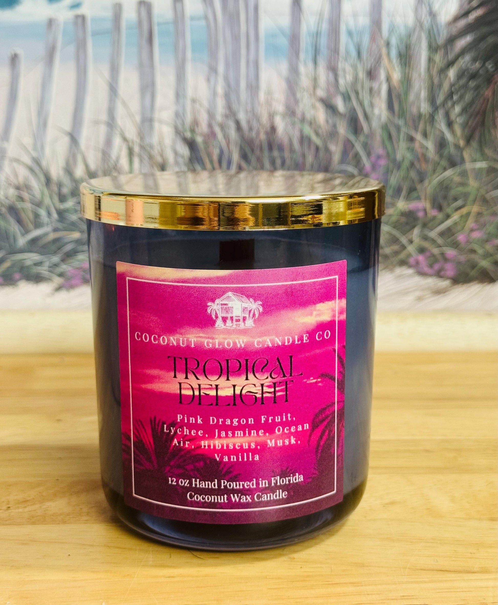 Tropical Dragon Fruit Candle, Lychee, Jasmine, Hibiscus, Ocean Air, Vanilla & Musk, Exotic Floral Coconut Candle, Beach Scented Candle