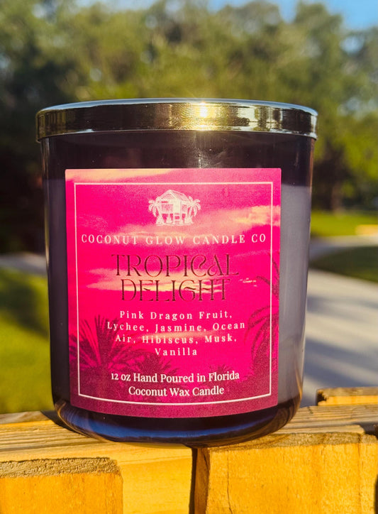Tropical Dragon Fruit Candle, Lychee, Jasmine, Hibiscus, Ocean Air, Vanilla & Musk, Exotic Floral Coconut Candle, Beach Scented Candle