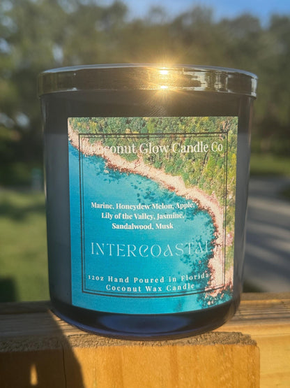 Intercoastal Candle, Marine Honeydew Apple Scent, Lily Jasmine Sandalwood Candle, Coastal Home Decor, Cotton Wick Coconut Wax Candle