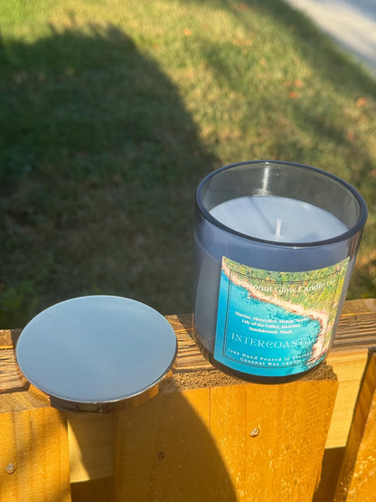 Intercoastal Candle, Marine Honeydew Apple Scent, Lily Jasmine Sandalwood Candle, Coastal Home Decor, Cotton Wick Coconut Wax Candle