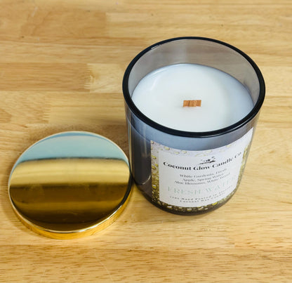 Blooming Gardenia Candle, Apple Mist & Aloe Wood Scent, Clean Burning Coconut Wax Candle, Modern Minimalist Decor