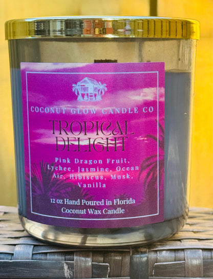 Tropical Dragon Fruit Candle, Lychee, Jasmine, Hibiscus, Ocean Air, Vanilla & Musk, Exotic Floral Coconut Candle, Beach Scented Candle