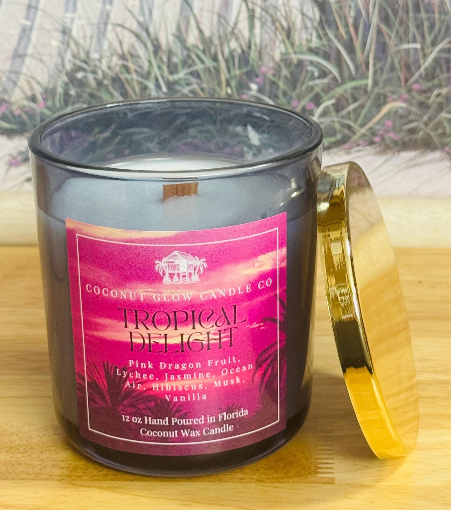 Tropical Dragon Fruit Candle, Lychee, Jasmine, Hibiscus, Ocean Air, Vanilla & Musk, Exotic Floral Coconut Candle, Beach Scented Candle
