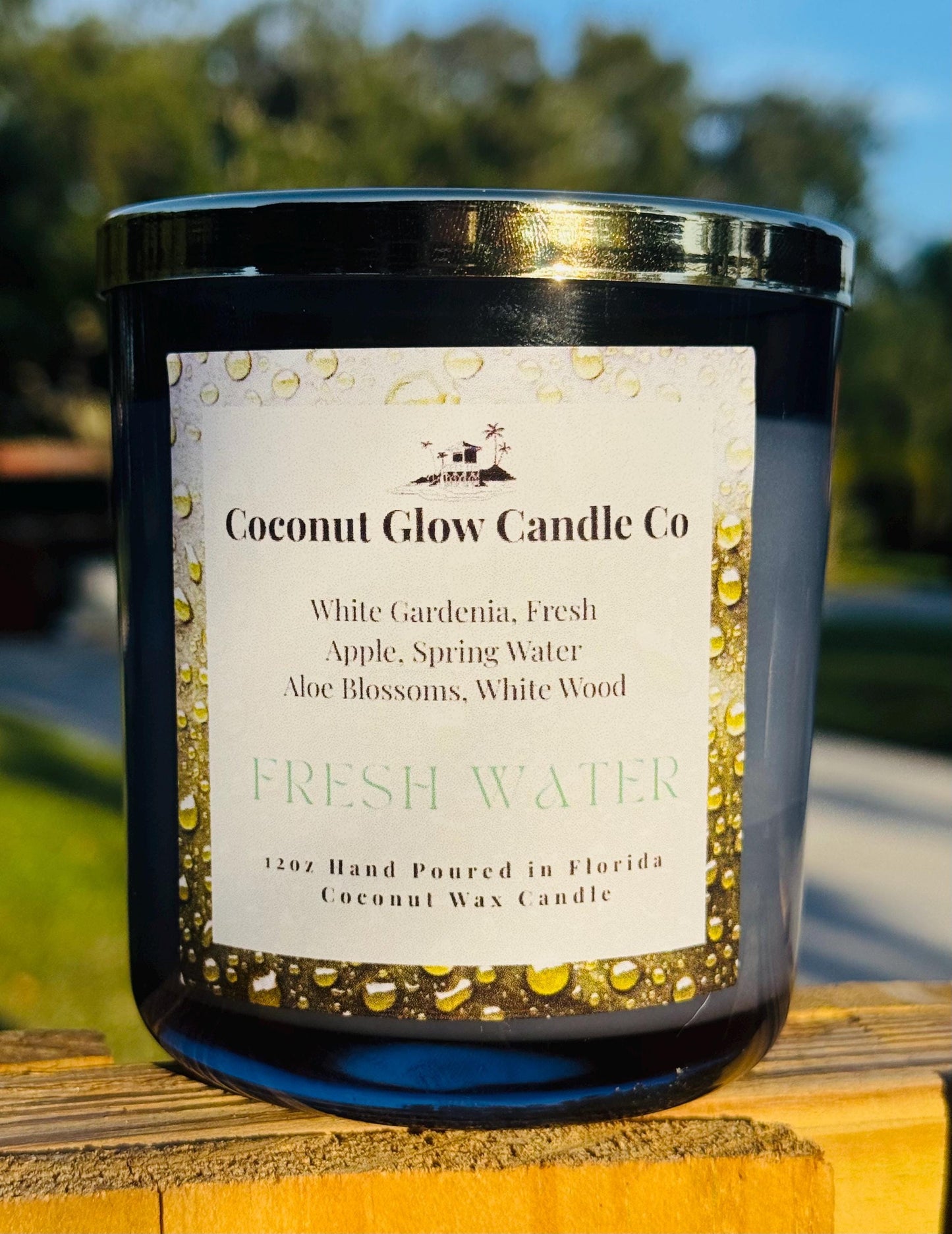 Blooming Gardenia Candle, Apple Mist & Aloe Wood Scent, Clean Burning Coconut Wax Candle, Modern Minimalist Decor