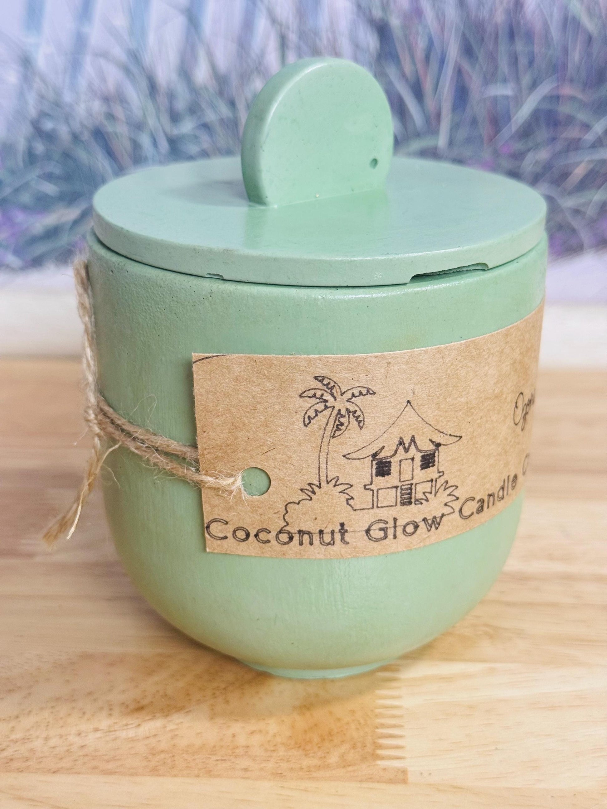 Sea Glass Candle, Ozone Apple Lemon Scent, Sage Eucalyptus Amber Candle, Coastal Home Decor, Wood Wick Coconut Wax Candle, Concrete Candle